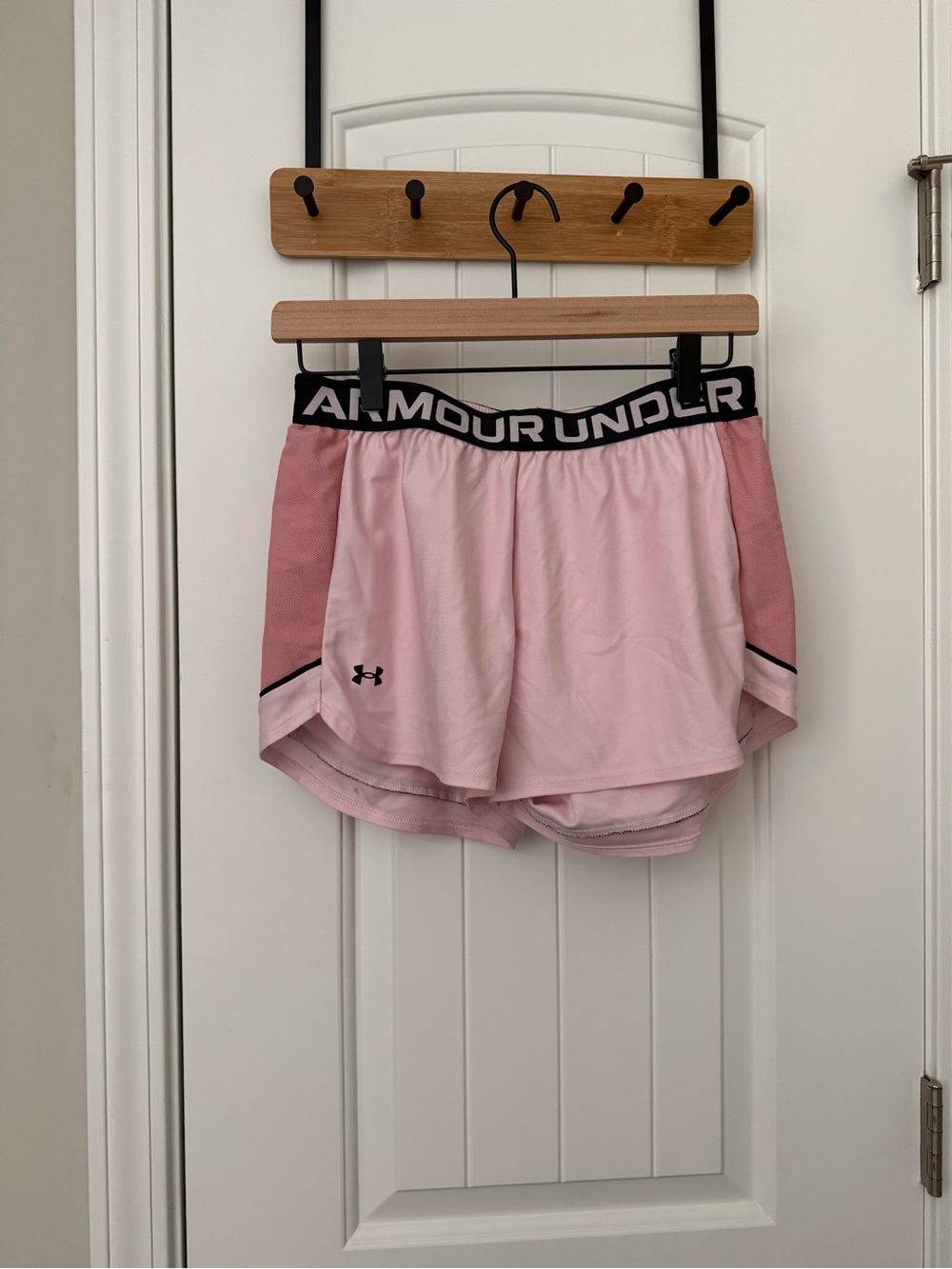 Under Armour Pink Women’s Athletic Shorts with Black Trim